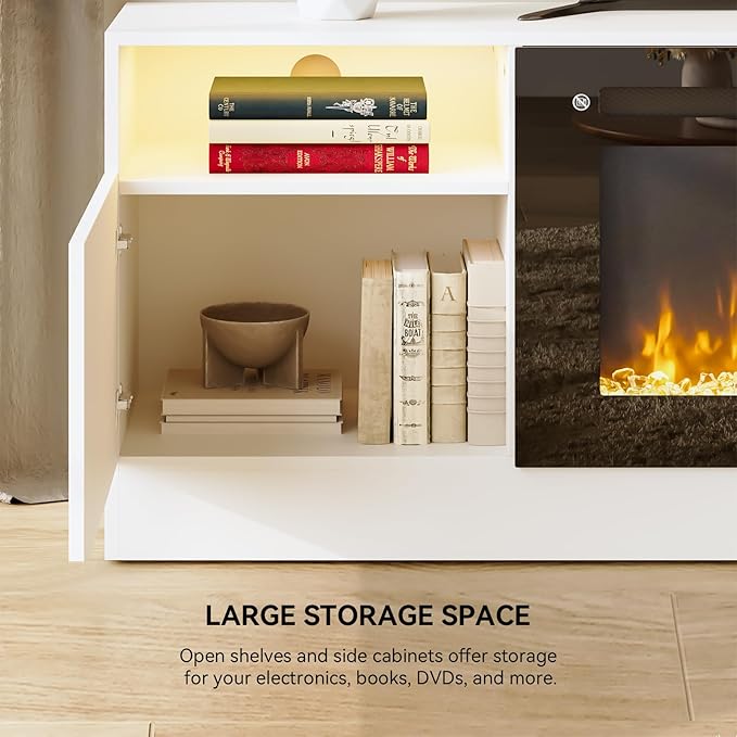 YISUFO 80” TV Stand with 36” Electric Fireplace, Large Modern Media - Image 7