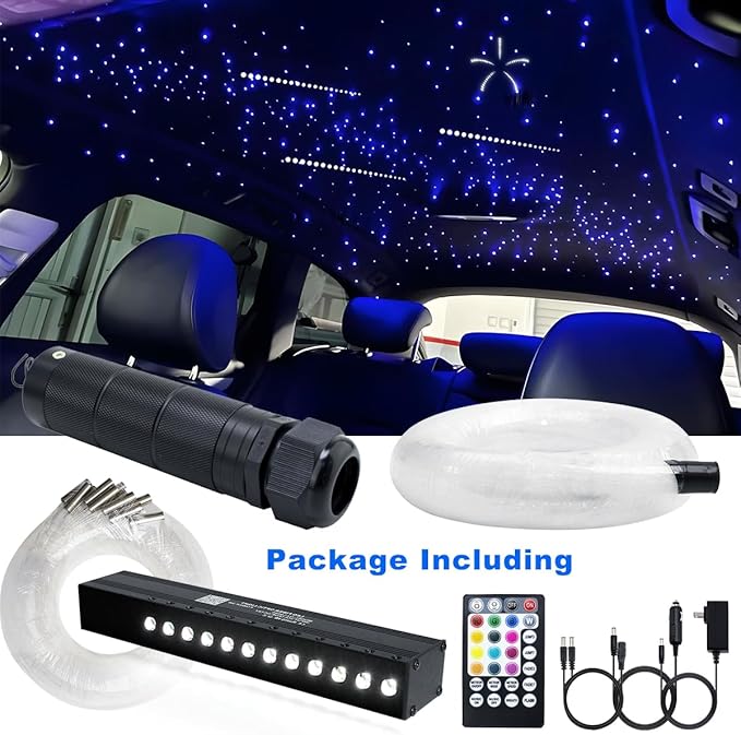AZIMOM 6W RGBW 550pcs 0.03in 13.1ft Fiber Optic Starlight Headliner Kits - Image 5