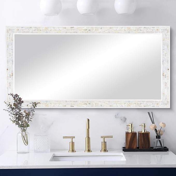Tanmicoshomy 24 x 47 Inch White Rectangle Wall Mirror, Rectangular Mirrors - Image 6