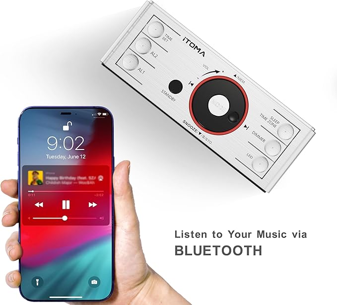 iTOMA Alarm Clock Radio with Bluetooth Speaker, FM Radio, Dual Alarm with Snooze - Image 6