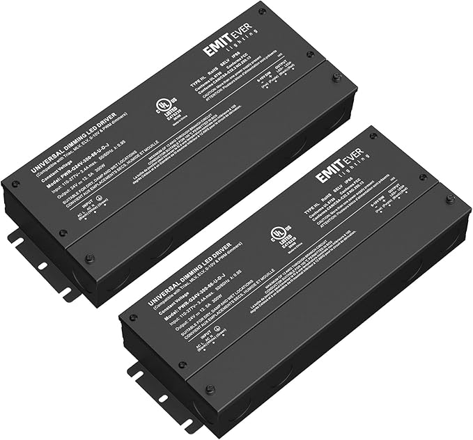 EMITEVER Dimmable Led Driver, 2 Packs 300W AC 110V-277V to DC 24V Transformer by EMITEVER