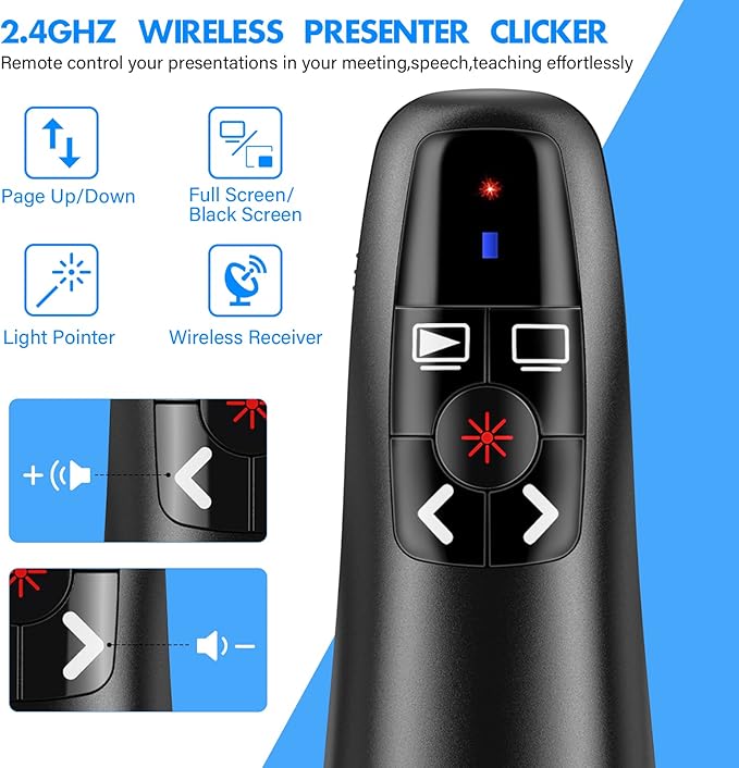 NinjaABXY Presentation Clicker Wireless Presenter Remote Clicker - Image 2