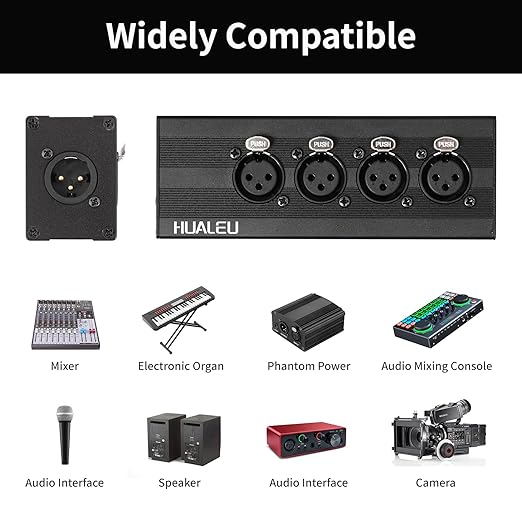 HUALEU 3Pin XLR 1 Male to 4 Female Splitter, 4WAY XLR Four-Input and one-Output - Image 2