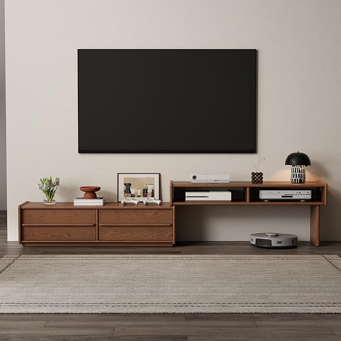 YQJJGL Solid Wood TV Stand for TVs up to 65 Inch， Walnut TV Stand by YQJJGL