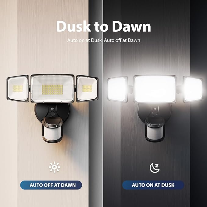 Onforu 100W LED Motion Sensor Outdoor Lights, Dusk to Dawn Flood Light Outdoor - Image 6