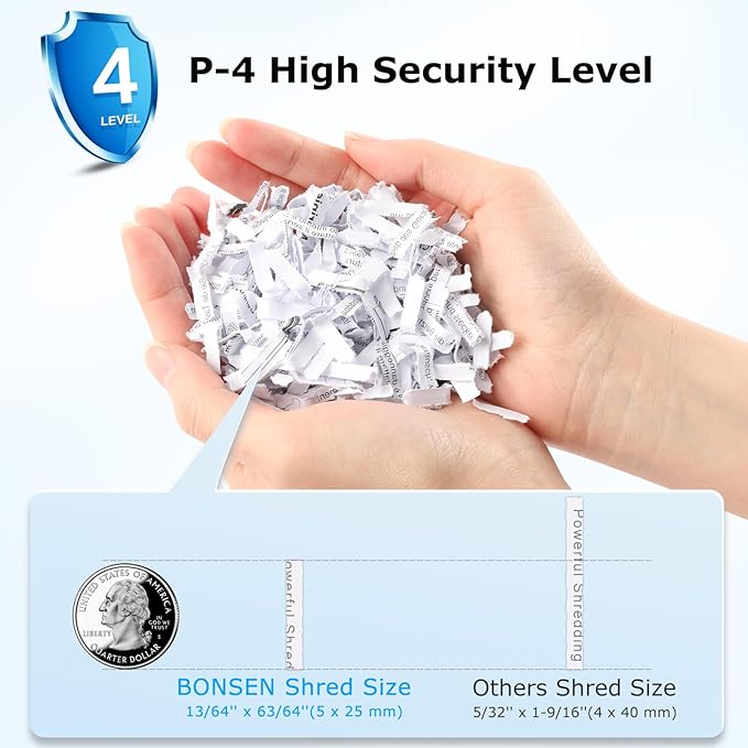 BONSEN 14-Sheet Paper Shredder for Home Office, Heavy Duty Cross Cut Shredder - Image 4