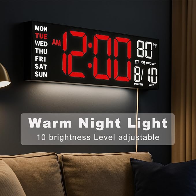 TrophyRak 16" Large Digital Wall Mount Clock, Count Down Timer, Big LED - Image 8
