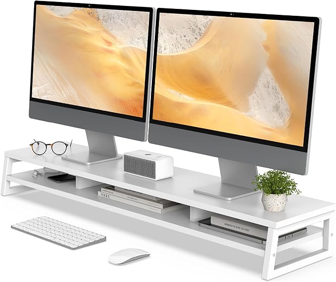 Fenge Dual Monitor Stand for Desk, 42.5in Large Monitor Riser for 2 Monitors by Fenge