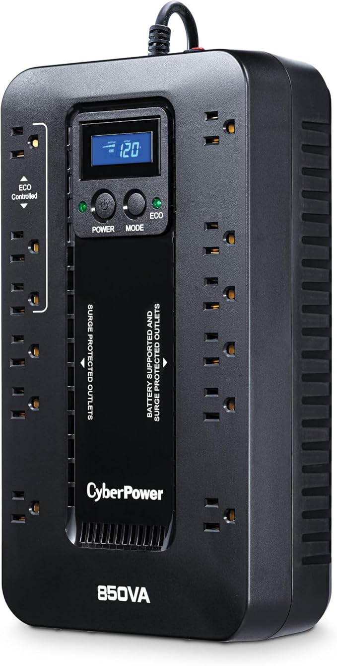 CyberPower EC850LCD Ecologic UPS Battery Backup and Surge Protector, 850VA/510W - Image 2