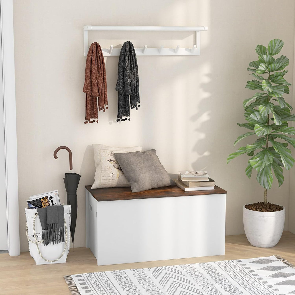 giantex flip-top storage chest, lift top storage bench, package contents