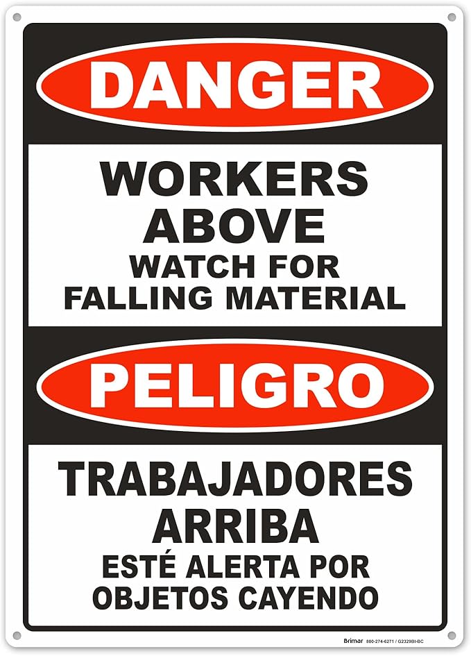 Brimar - 10" x 14" - Bilingual Workers Above Watch by BrimarIndustries