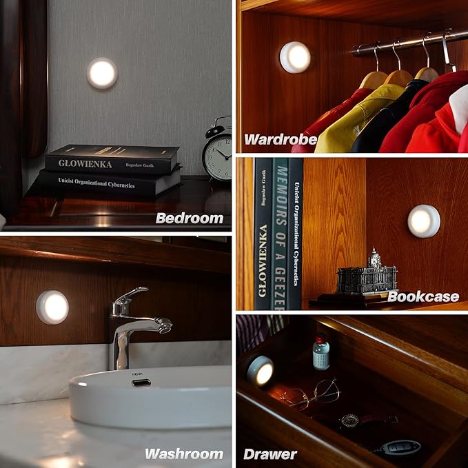 STAR-SPANGLED 3 Pack 2.8” Motion Sensor Lights Indoor AAA Battery Operated - Image 7