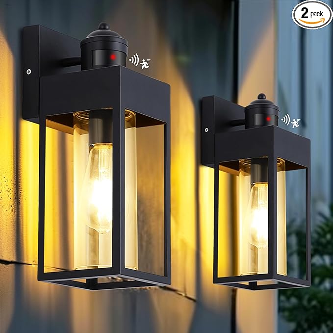 LWSOY Motion Sensor Outdoor Wall Lanterns 2 Packs, Upgrade Dusk to Dawn by LWSOY