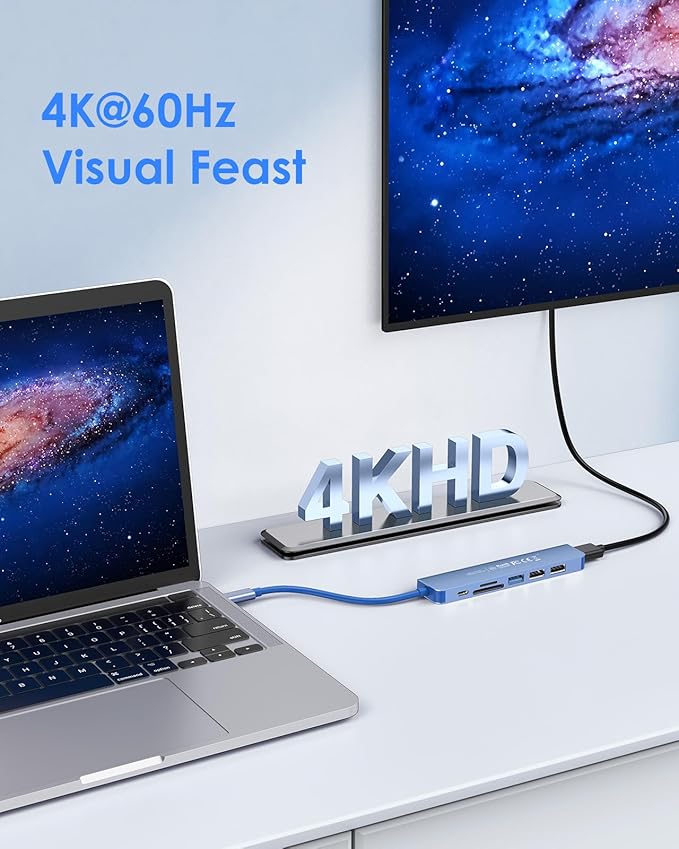 LENTION USB C Hub with 100W Charging, 4K HDMI, Dual Card Reader, USB 3.0 & 2.0 - Image 2