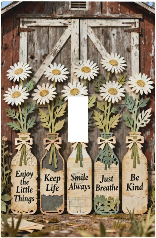 Bvtewkhz Rustic Daisy Barn Door Flowers 1 Gang Single Toggle Decorative Light by Unknown