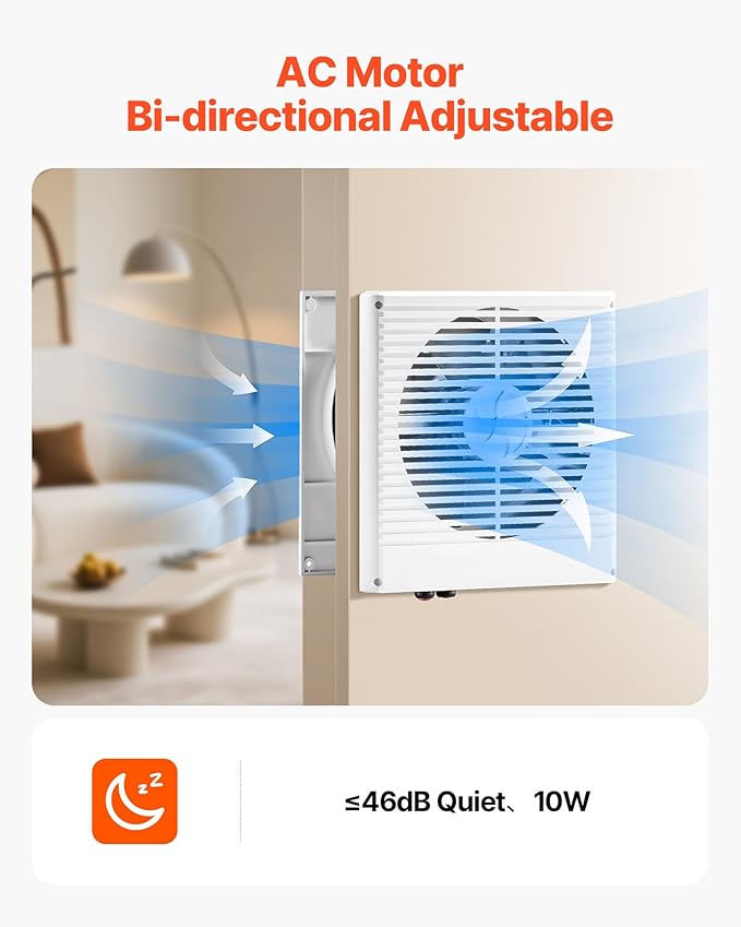VEVOR Room to Room Fan, Two-Way Airflow Through-the-Wall Fan 8" - Image 3