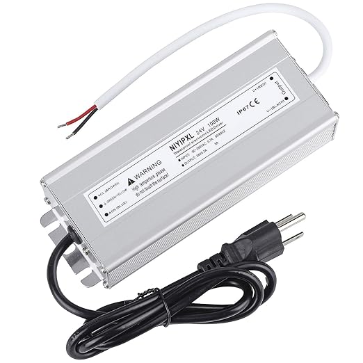 LED Driver 100 Watts 24V DC Low Voltage Transformer， Waterproof IP67 LED Power by NIYIPXL