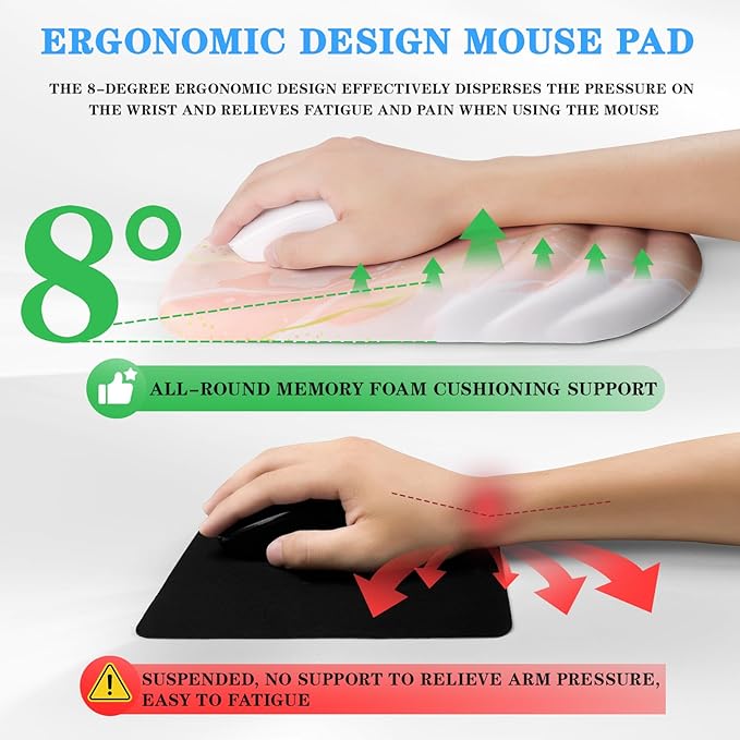 Mouse Pad Wrist Wrist Rest, Comfortable Memory Foam Wrist Rest, Non-Slip PU Base - Image 4