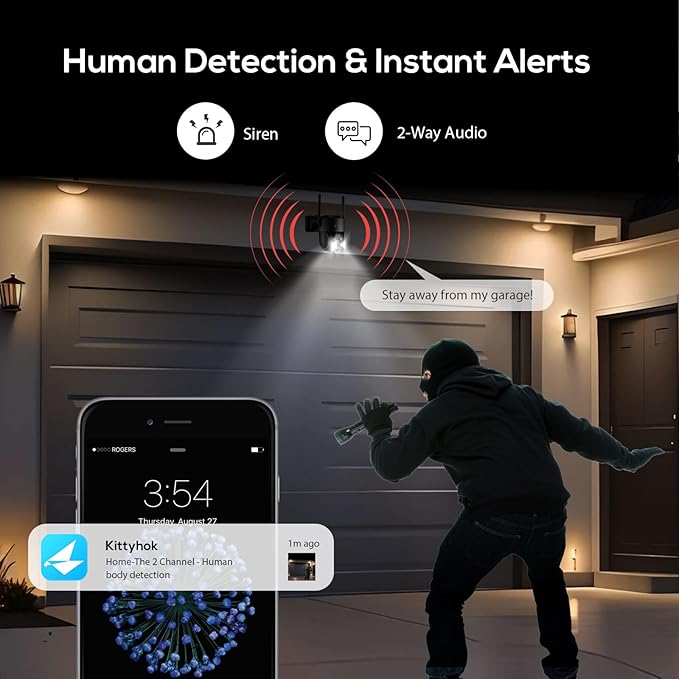 Kittyhok Black Solar Security Cameras Wireless Outdoor System, 5G/2.4G WiFi - Image 5