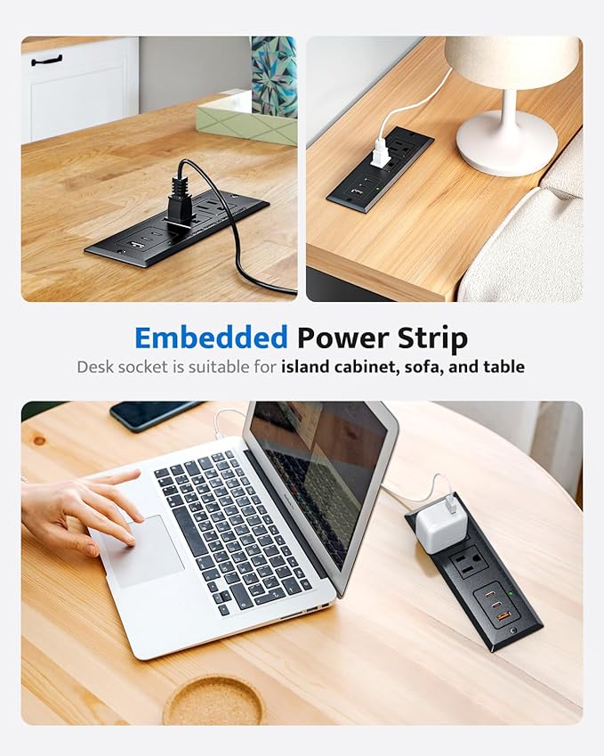Recessed Power Strip with 20W USB C Port, Fast Charging USB A Port Conference - Image 5