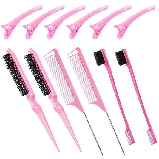 Goiple Hair Styling Brush Set, 12 Pieces Nylon Teasing Hair Brush Rat Tail Comb by Goiple