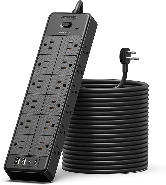24 Widely Outlets Extension Cord 25 Ft NTONPOWER Long Extension Cord Surge by NTONPOWER