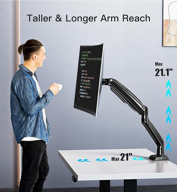 ​HUANUO Heavy Duty Monitor Arm for 49-Inch Ultrawide/Curved Screens, Full - Image 5