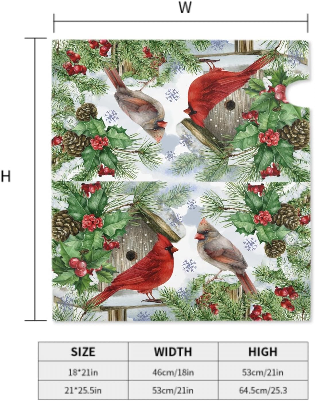 Winter Cardinal Christmas Mailbox Covers Magnetic Standard Size 18x21 Red Green Xmas Birds Holly Pine Print Decorative Mailbox Wrap Cover Holiday Decorations Outdoor Home Patio Garden Decor