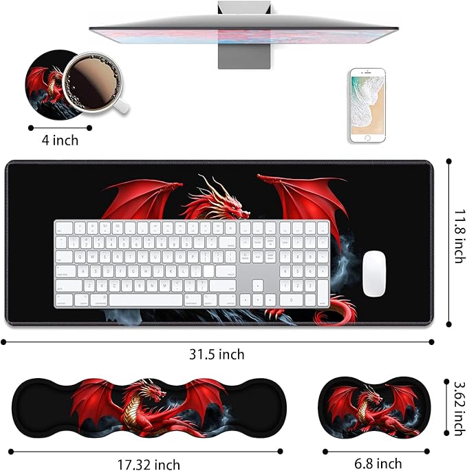 4 in 1 Ergonomic Keyboard Wrist Rest & Mouse Pad Wrist Rest Set, Large XXL - Image 2