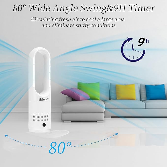 Hiluce Bladeless Fan for Bedroom, Tower Cooling Fan, 20dB Quiet, Standing Fans - Image 8
