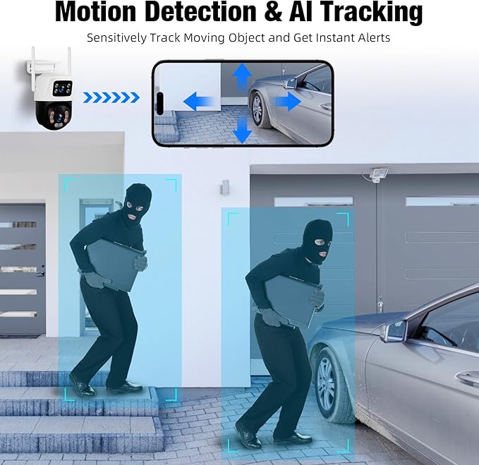 Fuers 6MP Wireless Security Camera, Surveillance Cameras Dual Lens Linkage - Image 5