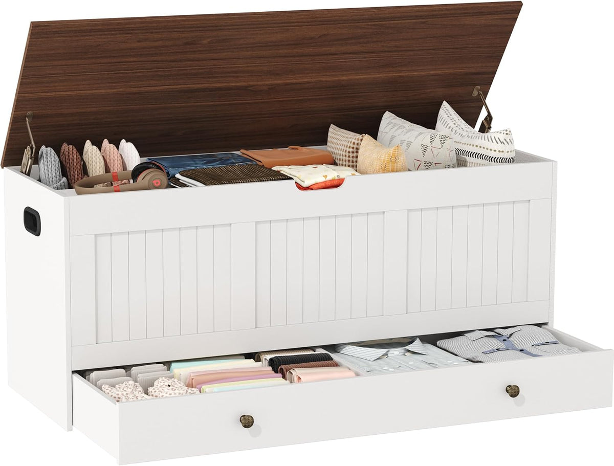 homefort 44.3" storage chest with 2 drawers, retro, main product view