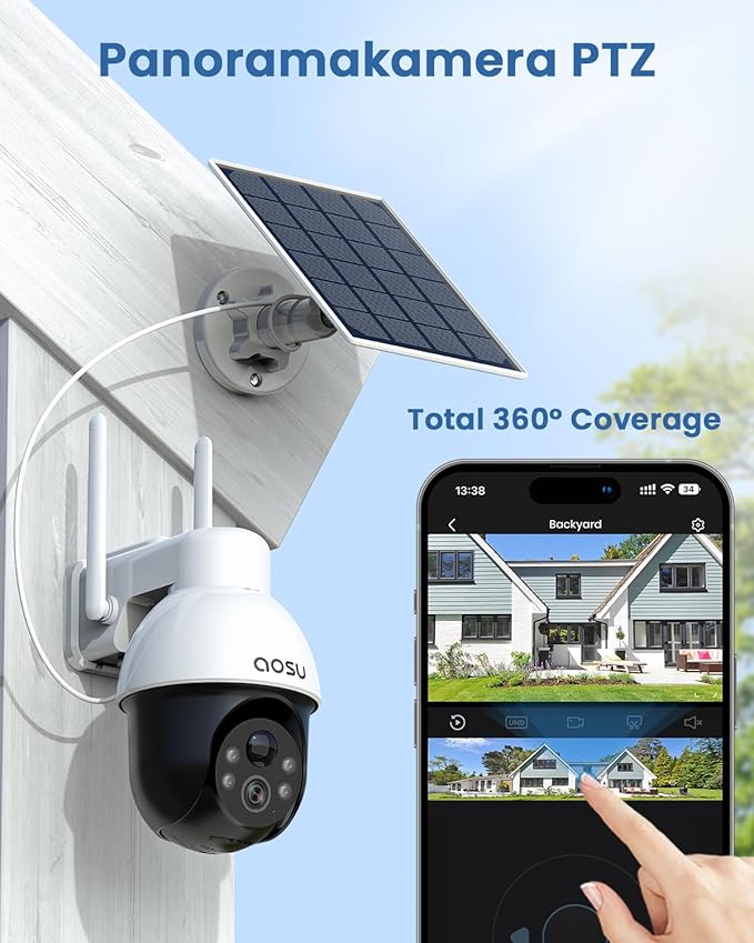 AOSU 3K/5MP Solar Security Cameras System Wireless Outdoor, Battery Powered - Image 2