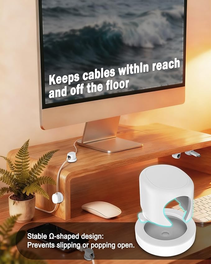 TIKIWIK Rotatable Cord Holder, Snap-Lock Cable Clips, 8 Pack Adhesive Cord - Image 2