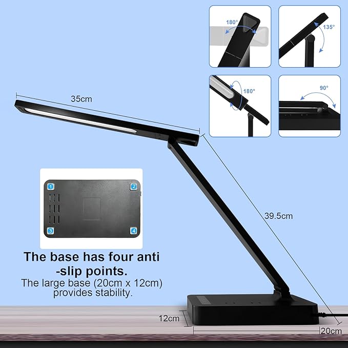 Smart Desk Lamp with 4-in-1 Charging Station, 5 Color temperatures and 5 - Image 7