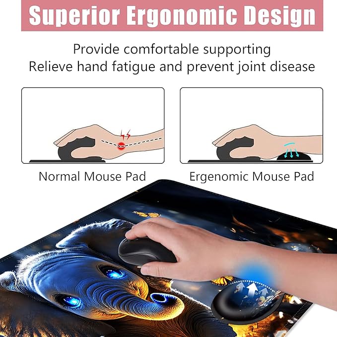 BFUKVOU Large Keyboard Mouse Pad Set, Extended Mouse Pad+Keyboard Wrist Rest - Image 5