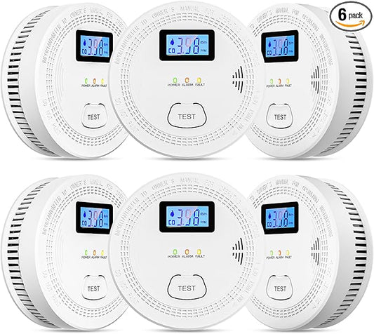 6 Packs, 2 in 1, Smoke Carbon Monoxide Detector, Carbon Monoxide by OLUNCLE