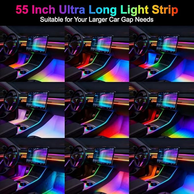 Acrylic Interior Car Ambient Lighting, Interior RGB LED Strip Kit - Image 3