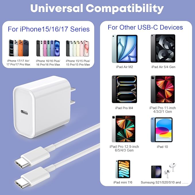 Fast Charger for iPhone 17/16/15 Charger, 10FT Extra Long Fast Charging 3Pack - Image 6
