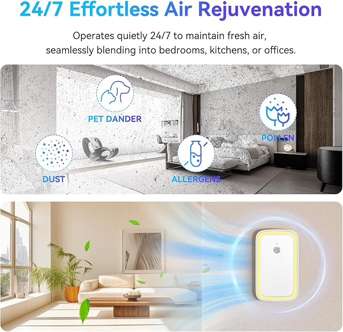 4Pack Air Ionizer for Home Negative Ion Air Purifier Plug In, Quiet Air - Image 7