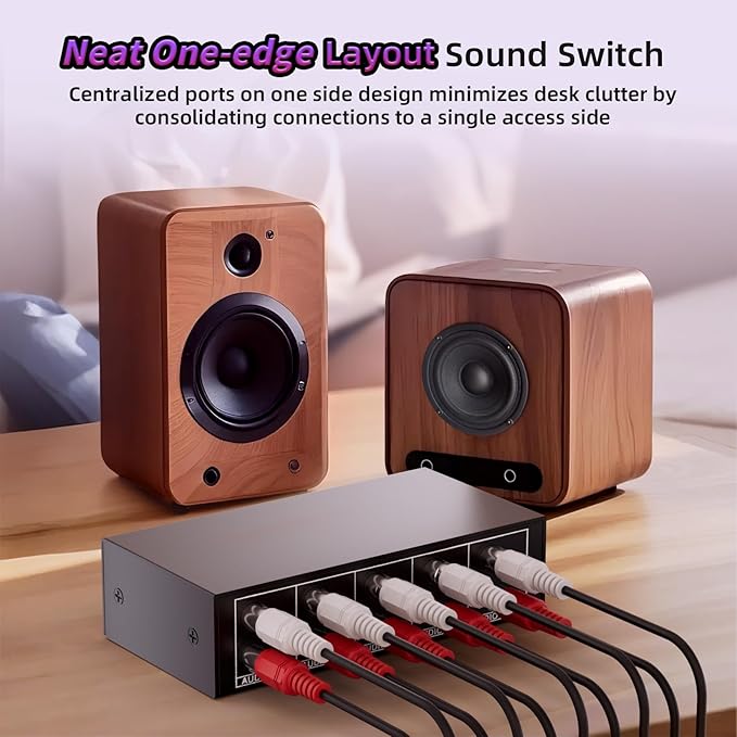3.5mm Aux + RCA L/R Audio Switch Box 4 in 1 Out Bidirectional, BolAAzuL Stereo - Image 5