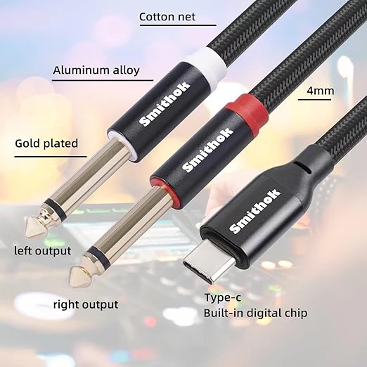 Smithok USB C to Dual 6.35mm 1/4 inch Stereo Splitter Y Cable, USB Type C to - Image 6