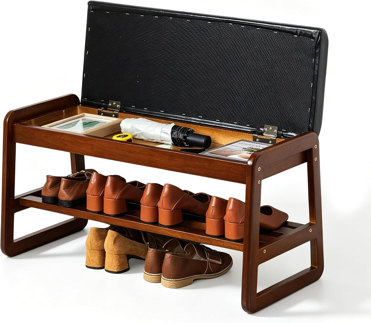 sobibo solid wood shoe rack bench with flip-top, main product view