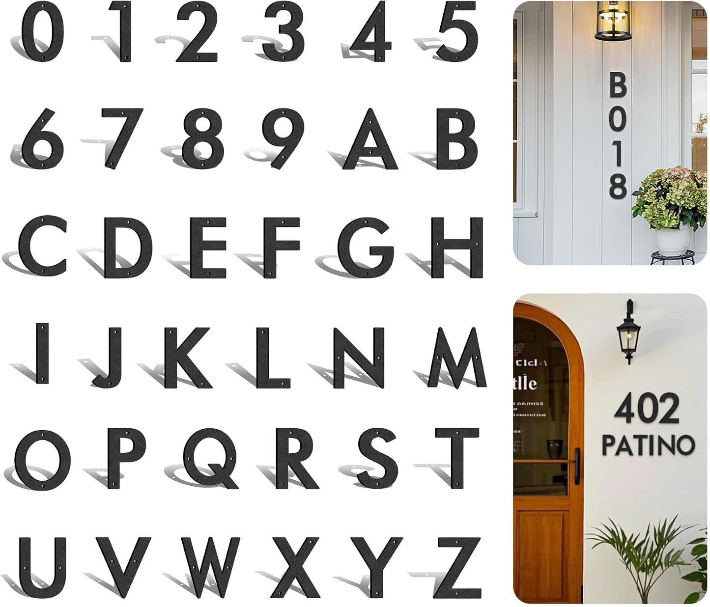 4 Inch 4 PCS House Numbers for Outside, Metal Address Numbers for Home Door，Suitable for Outdoor Signage，Mailbox Letters, Courtyard Address Alphabet Decorations(4")