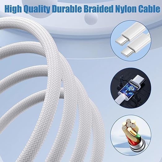 Dual Port USB A/C Charger for iPhone 17 16 Pro 10FT Woven USB C Fast Cable - Image 5