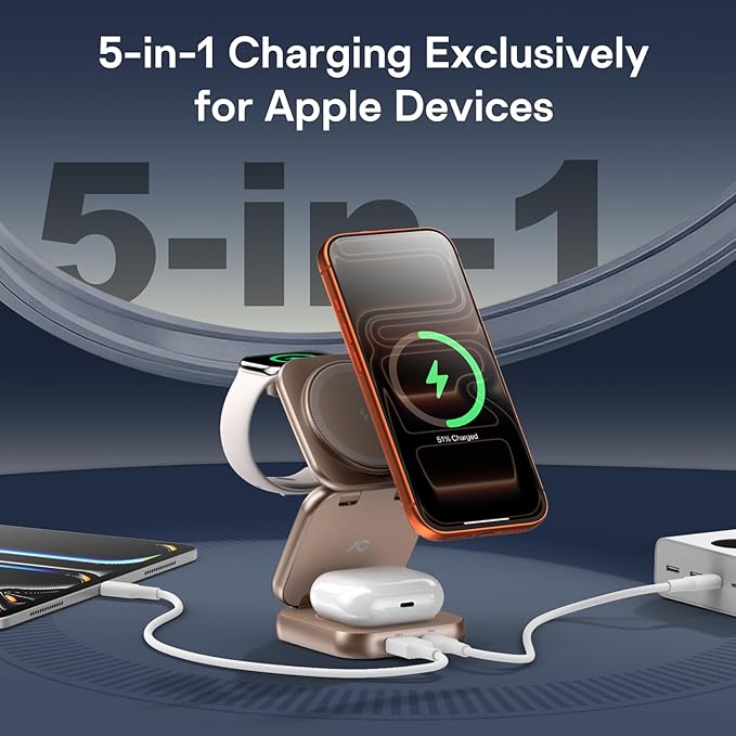 5-in-1 Wireless Charger for MagSafe, AC ISLAND Portable Travel Charging Station - Image 2