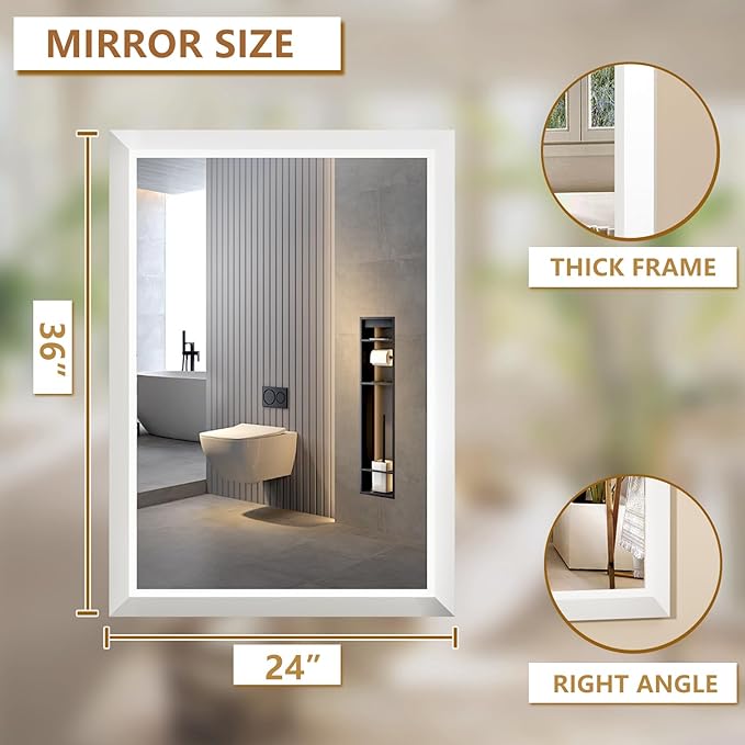 SMIROR Matte White Bathroom Mirror - Image 2