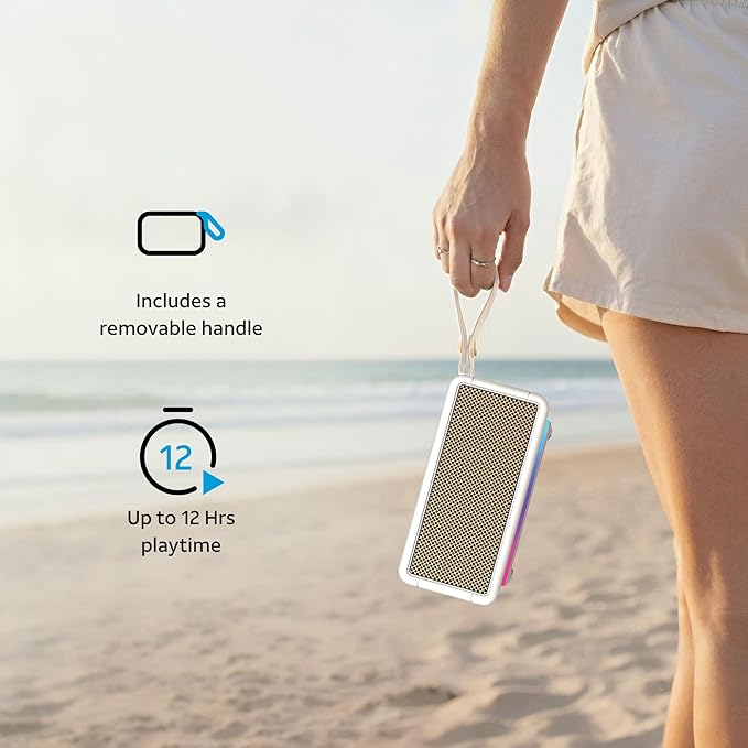AT&T Essentials Retro 40W Bluetooth Speaker, IPX6 Waterproof, LED Light Modes - Image 7