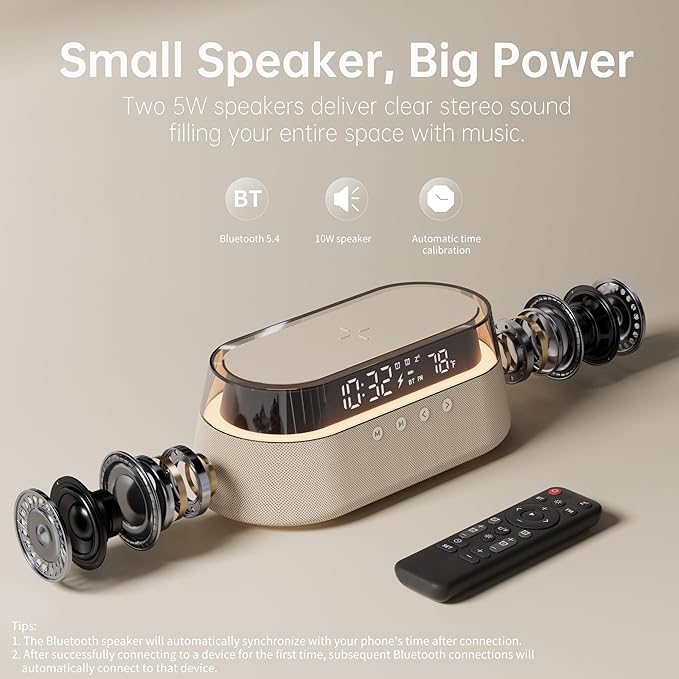 KUANGXIANG 6-in-1 Bluetooth Speaker Alarm Clock - Image 2