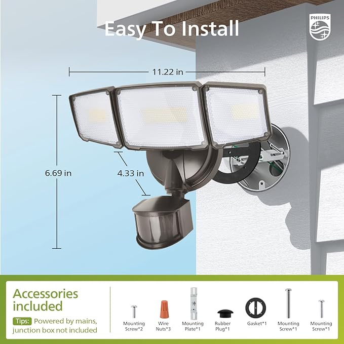 Philips 72W 7400LM LED Security Lights w/PIR Motion Sensor Outdoor, 5000K - Image 7